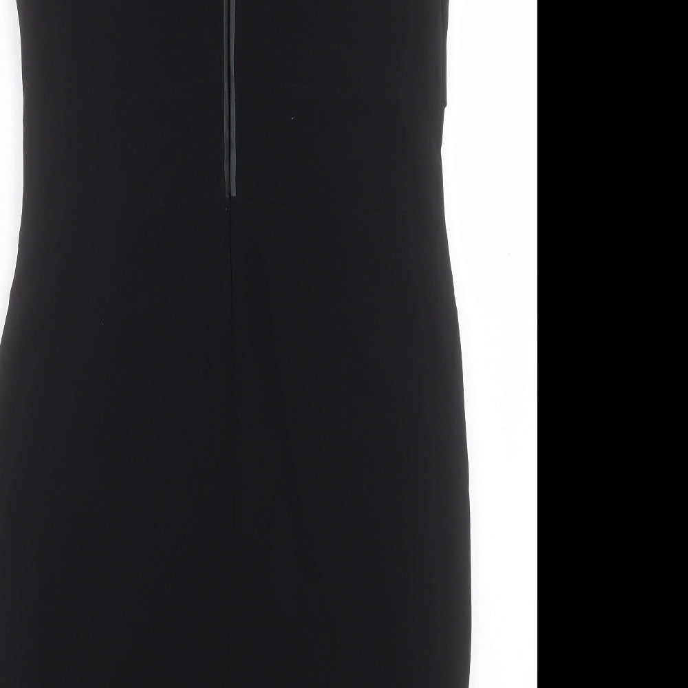 Coast Womens Black Polyester Shift Size 14 V-Neck Zip