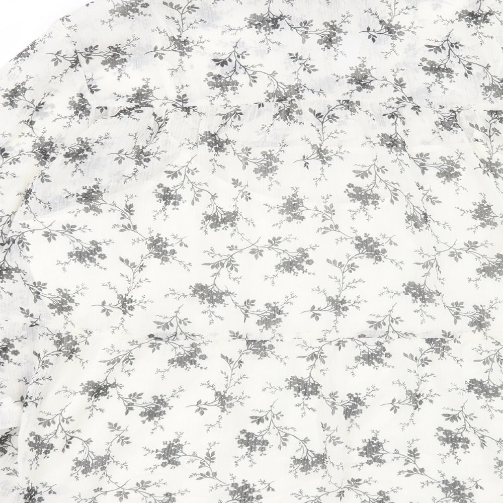 Marks and Spencer Womens Beige Floral Polyester Basic Blouse Size 16 V-Neck