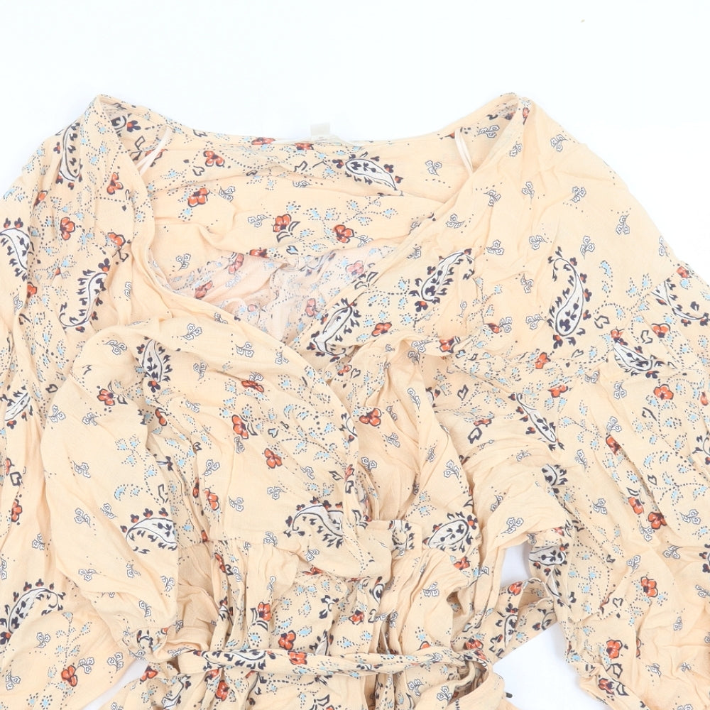 Per Una Womens Orange Paisley Viscose Basic Blouse Size 22 V-Neck