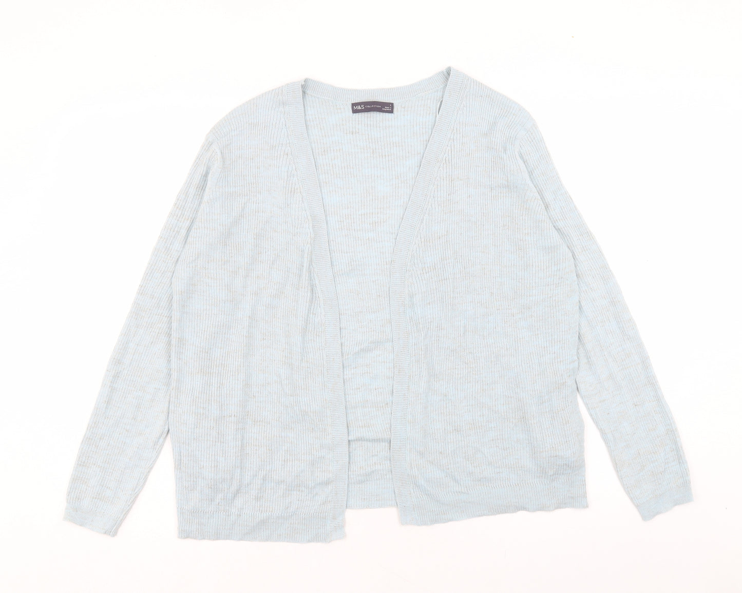 Marks and Spencer Womens Blue V-Neck Acrylic Cardigan Jumper Size L