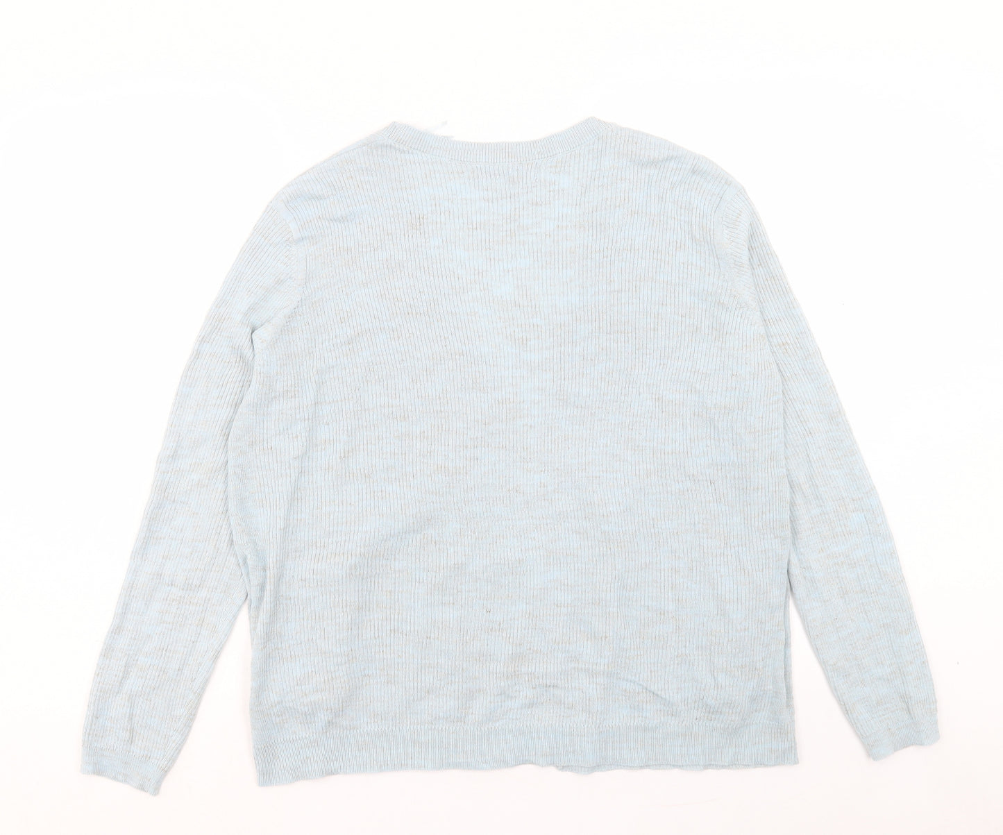 Marks and Spencer Womens Blue V-Neck Acrylic Cardigan Jumper Size L