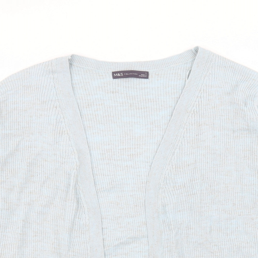 Marks and Spencer Womens Blue V-Neck Acrylic Cardigan Jumper Size L