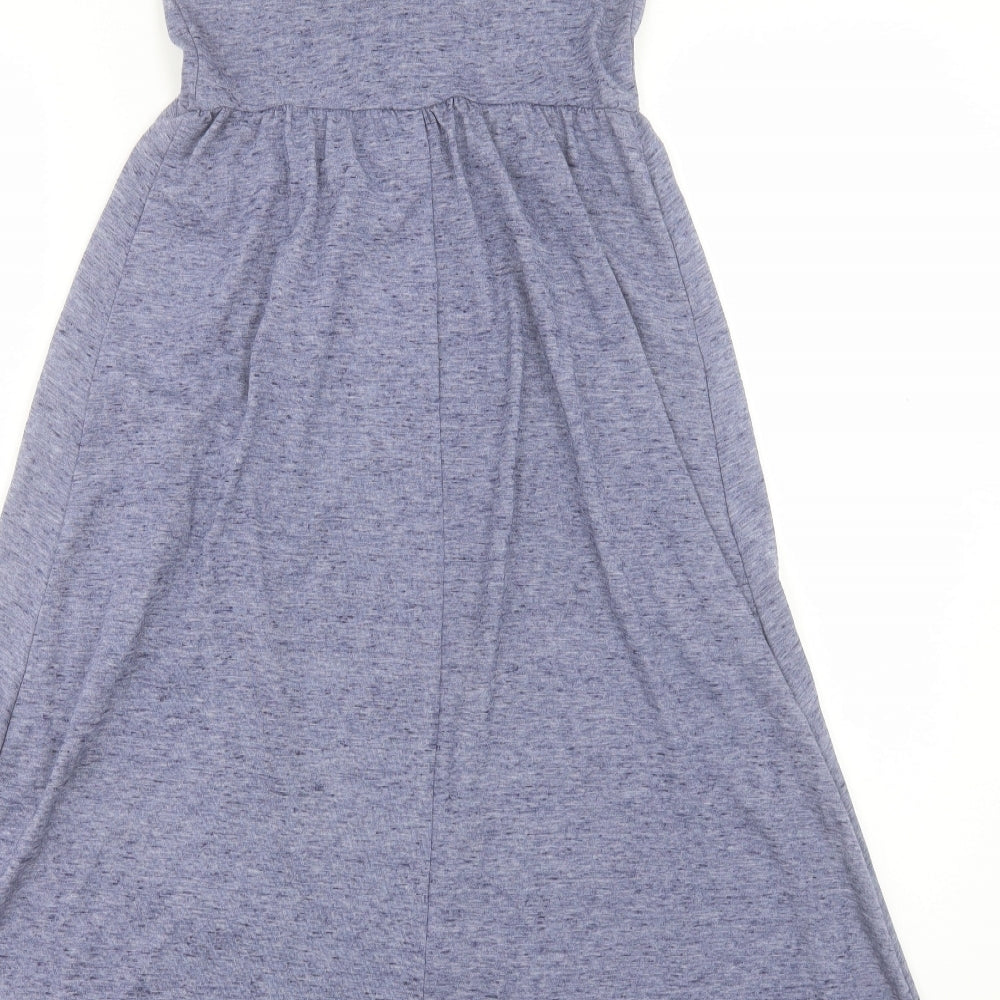 Topshop Womens Blue Polyester A-Line Size 6 Scoop Neck Pullover