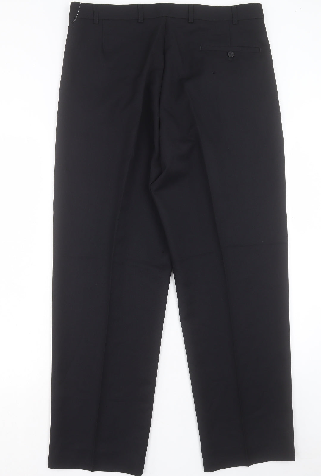BHS Mens Black Polyester Trousers Size 36 in L31 in Regular Hook & Eye