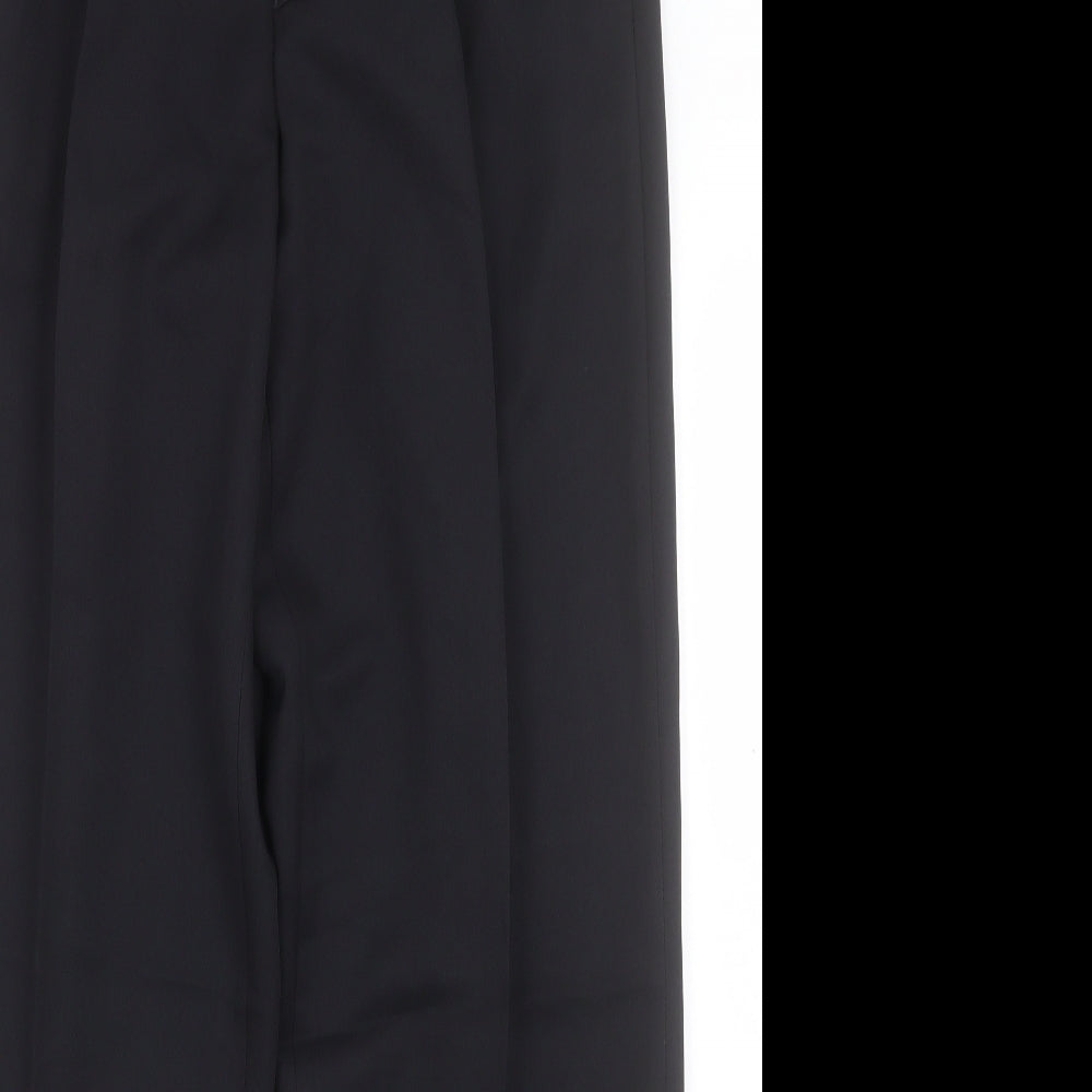 BHS Mens Black Polyester Trousers Size 36 in L31 in Regular Hook & Eye
