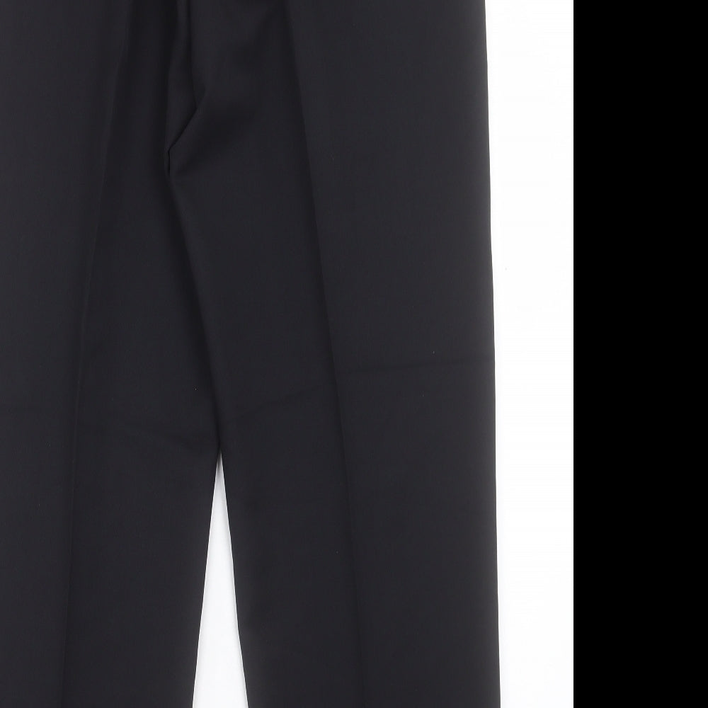 BHS Mens Black Polyester Trousers Size 36 in L31 in Regular Hook & Eye
