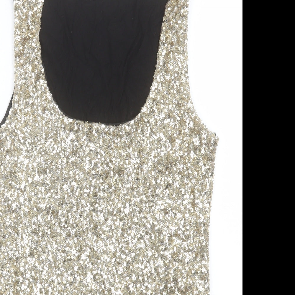 Headgirl Womens Gold Viscose Basic Tank Size 12 Scoop Neck