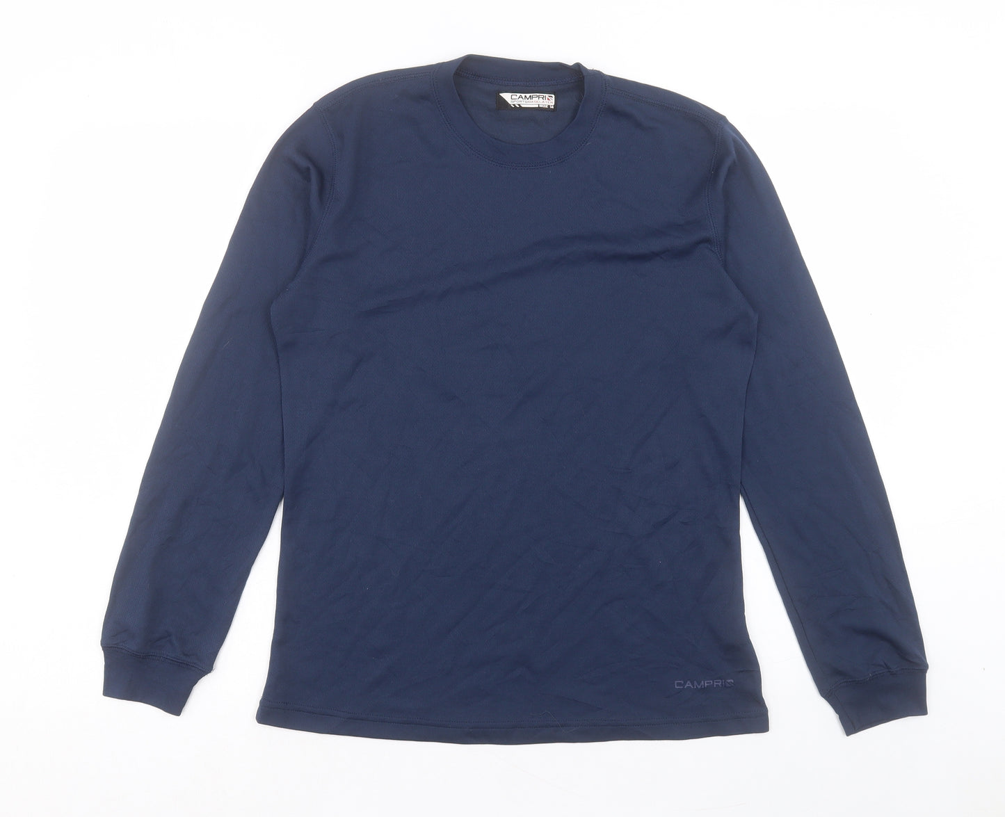 Capri Womens Blue Polyester Basic Casual Size 14 Crew Neck Pullover