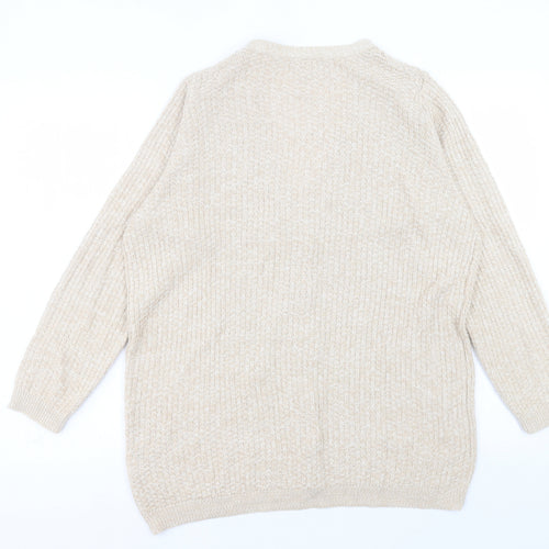 Charmance Womens Beige V-Neck Acrylic Cardigan Jumper Size 18