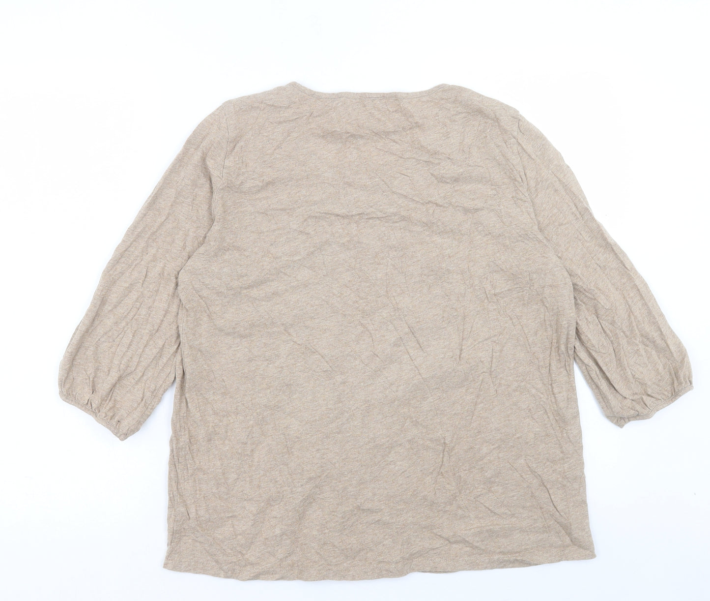 bonmarch Womens Brown Cotton Basic T-Shirt Size 16 Scoop Neck