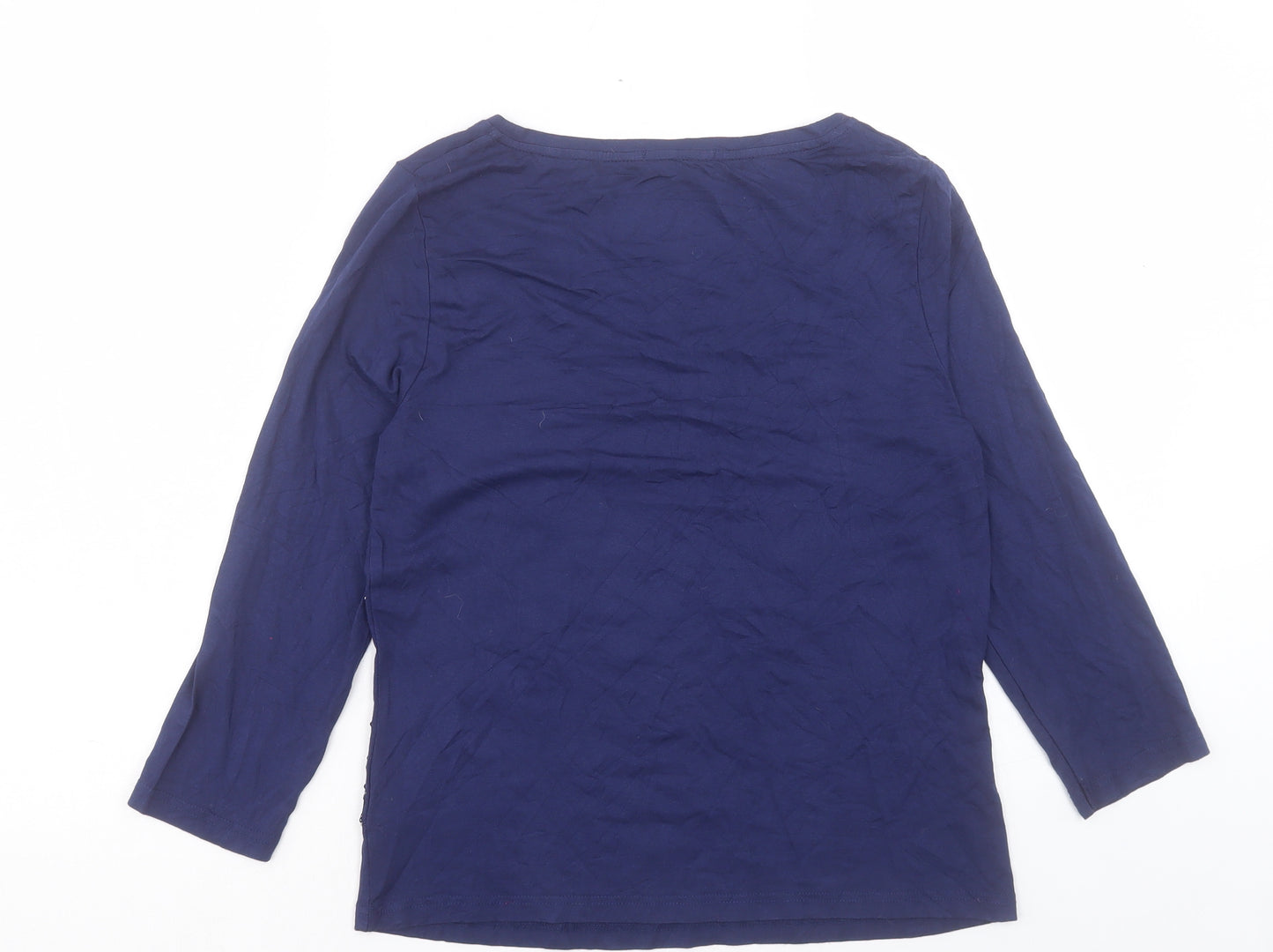 George Womens Blue Viscose Basic T-Shirt Size 14 Scoop Neck