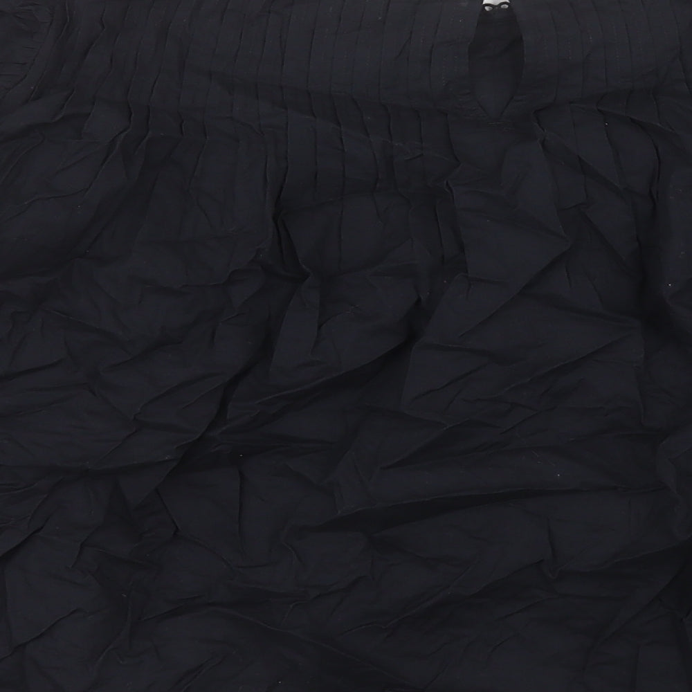 Per Una Womens Black Cotton Basic Blouse Size 12 Crew Neck