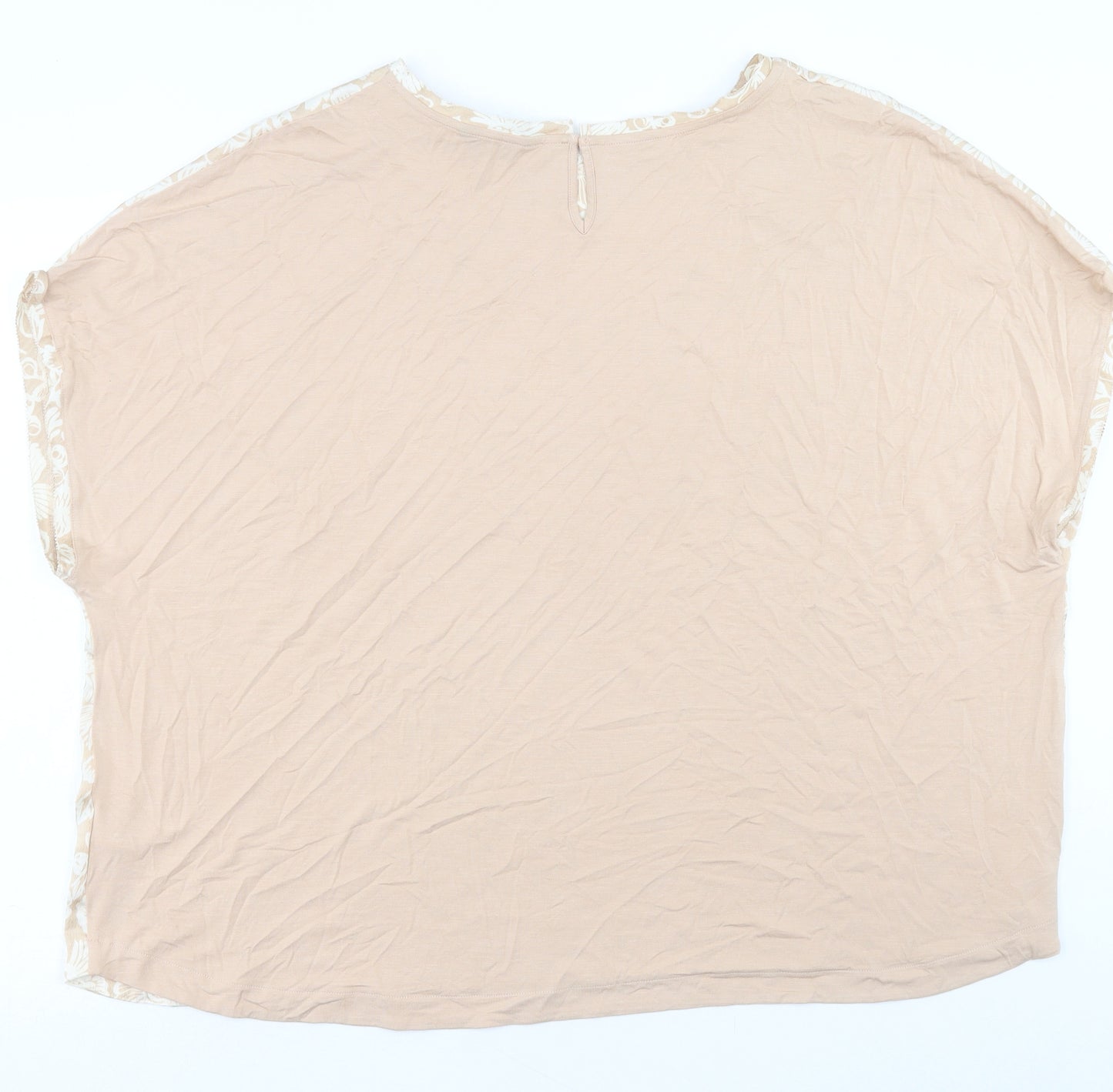 Marks and Spencer Womens Beige Paisley Polyester Basic T-Shirt Size 24 Crew Neck