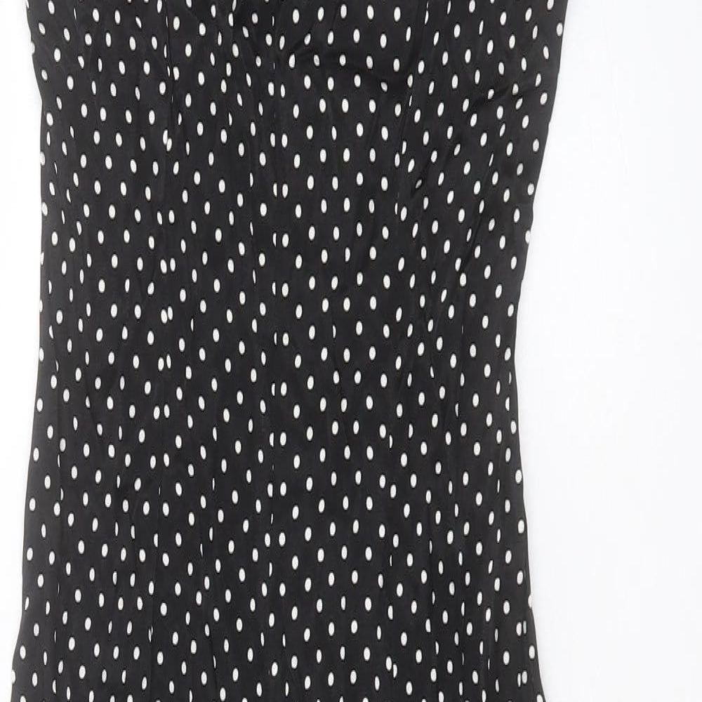 Marks and Spencer Womens Black Polka Dot Viscose A-Line Size 6 Halter Tie