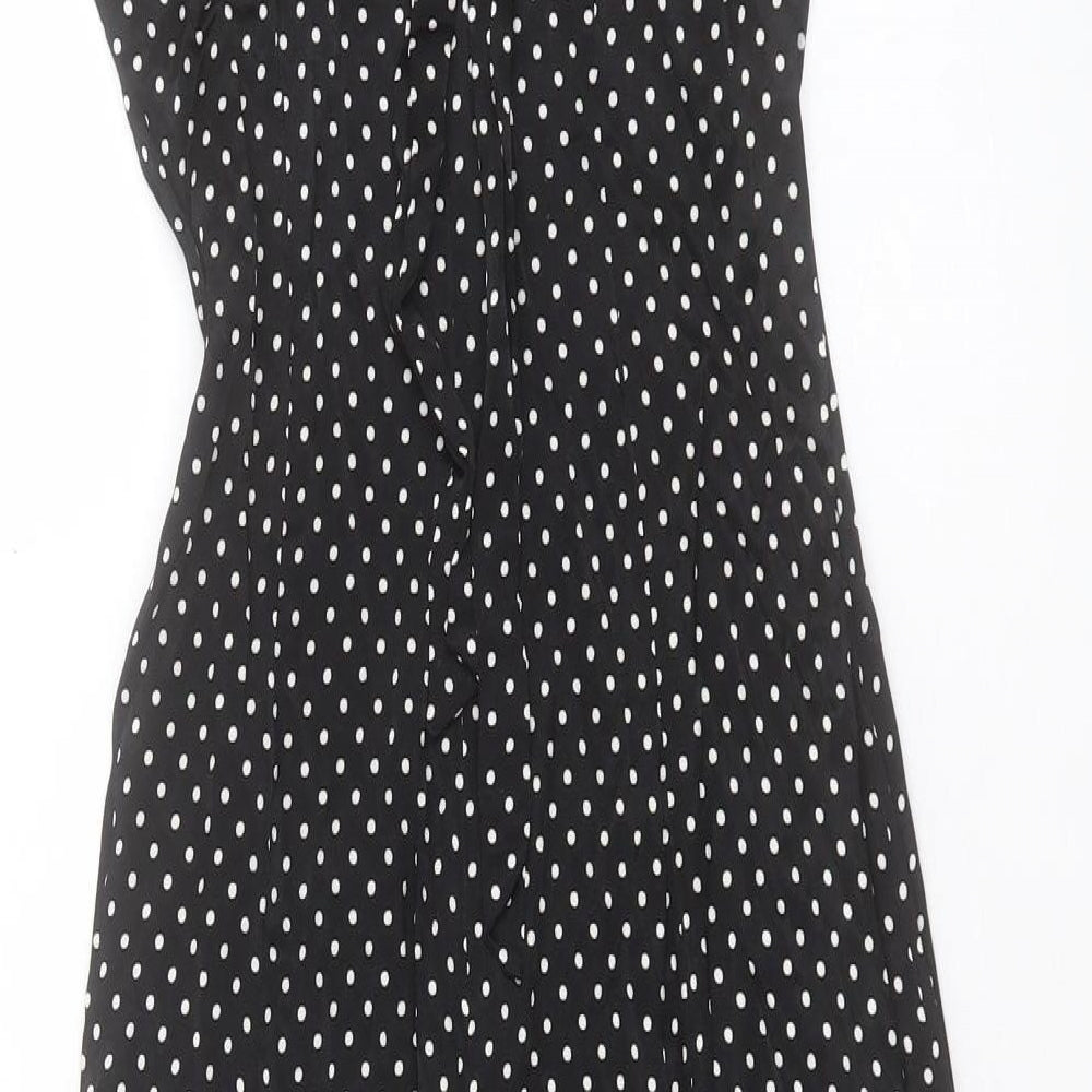 Marks and Spencer Womens Black Polka Dot Viscose A-Line Size 6 Halter Tie
