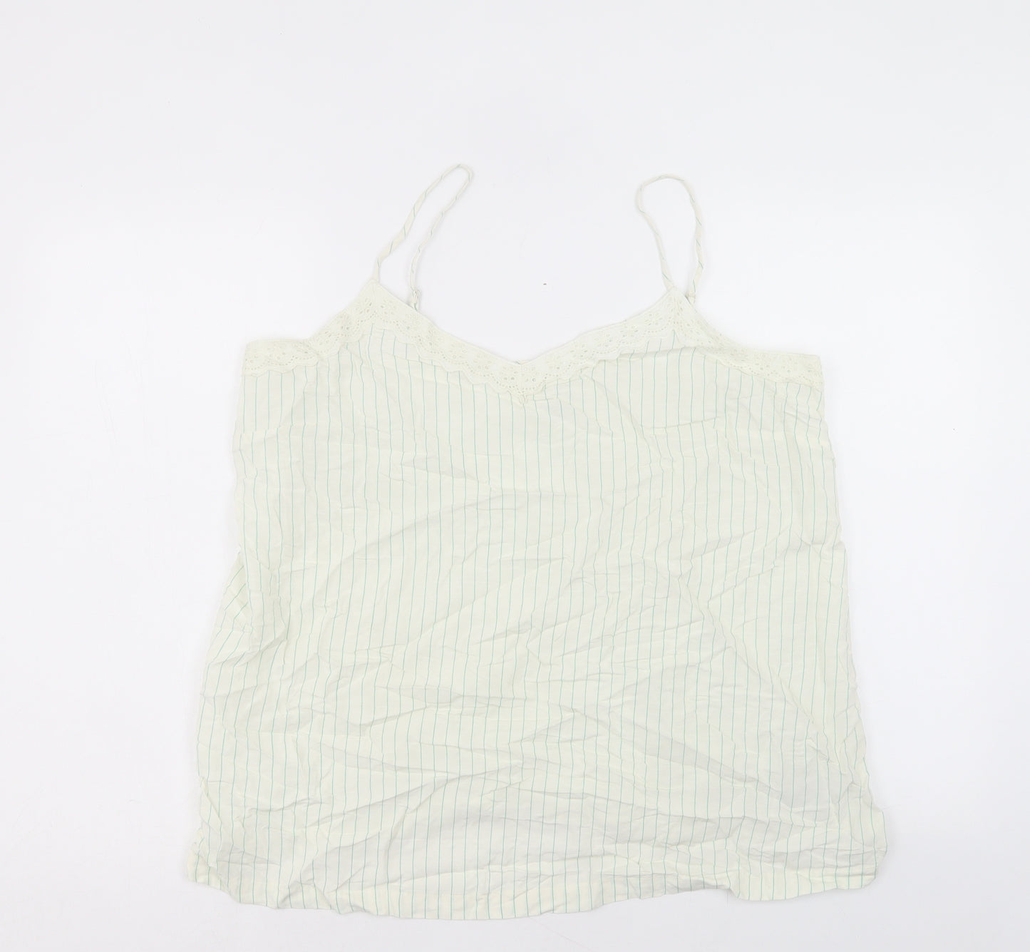 Marks and Spencer Womens Beige Striped Viscose Camisole Tank Size 18 V-Neck