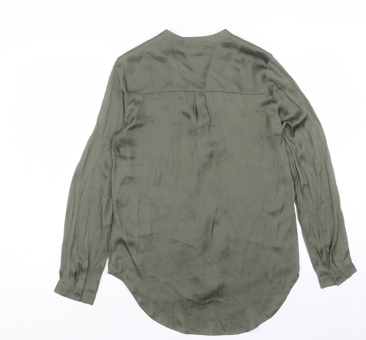 Marks and Spencer Womens Green Polyester Basic Blouse Size 10 V-Neck