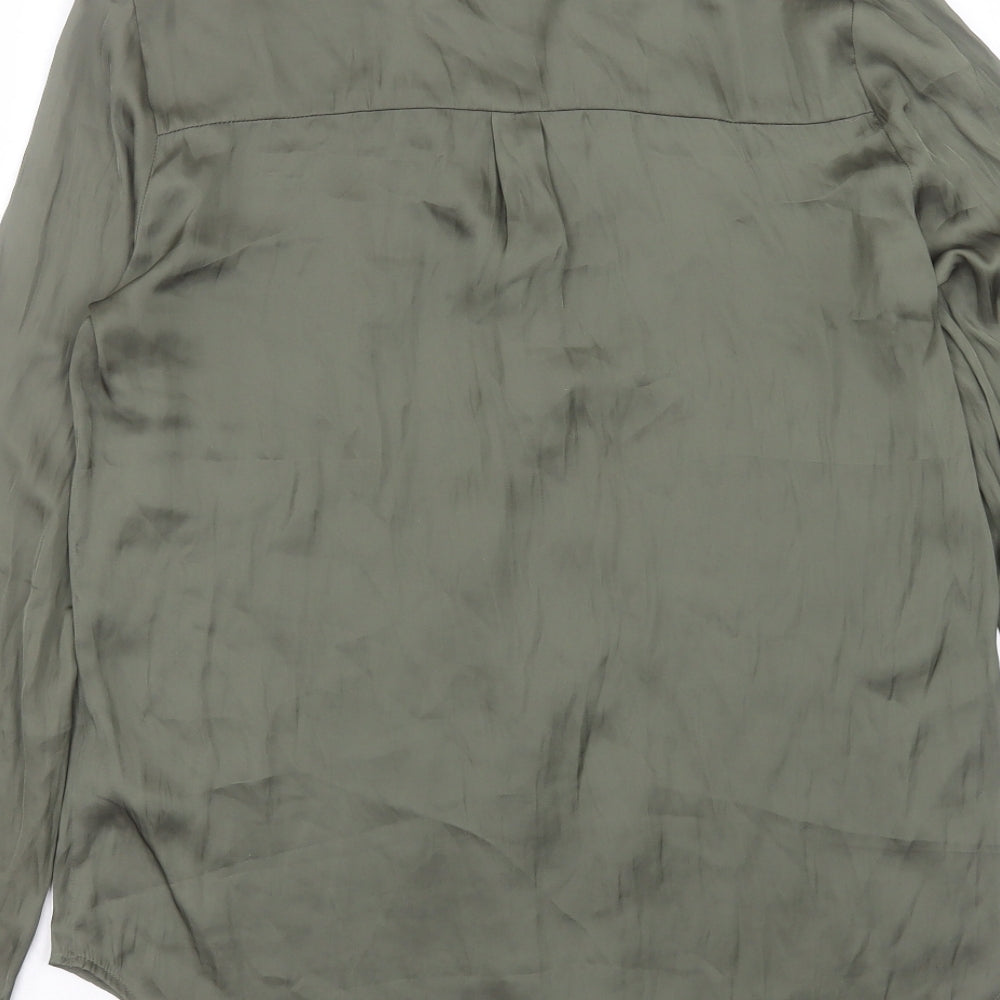 Marks and Spencer Womens Green Polyester Basic Blouse Size 10 V-Neck