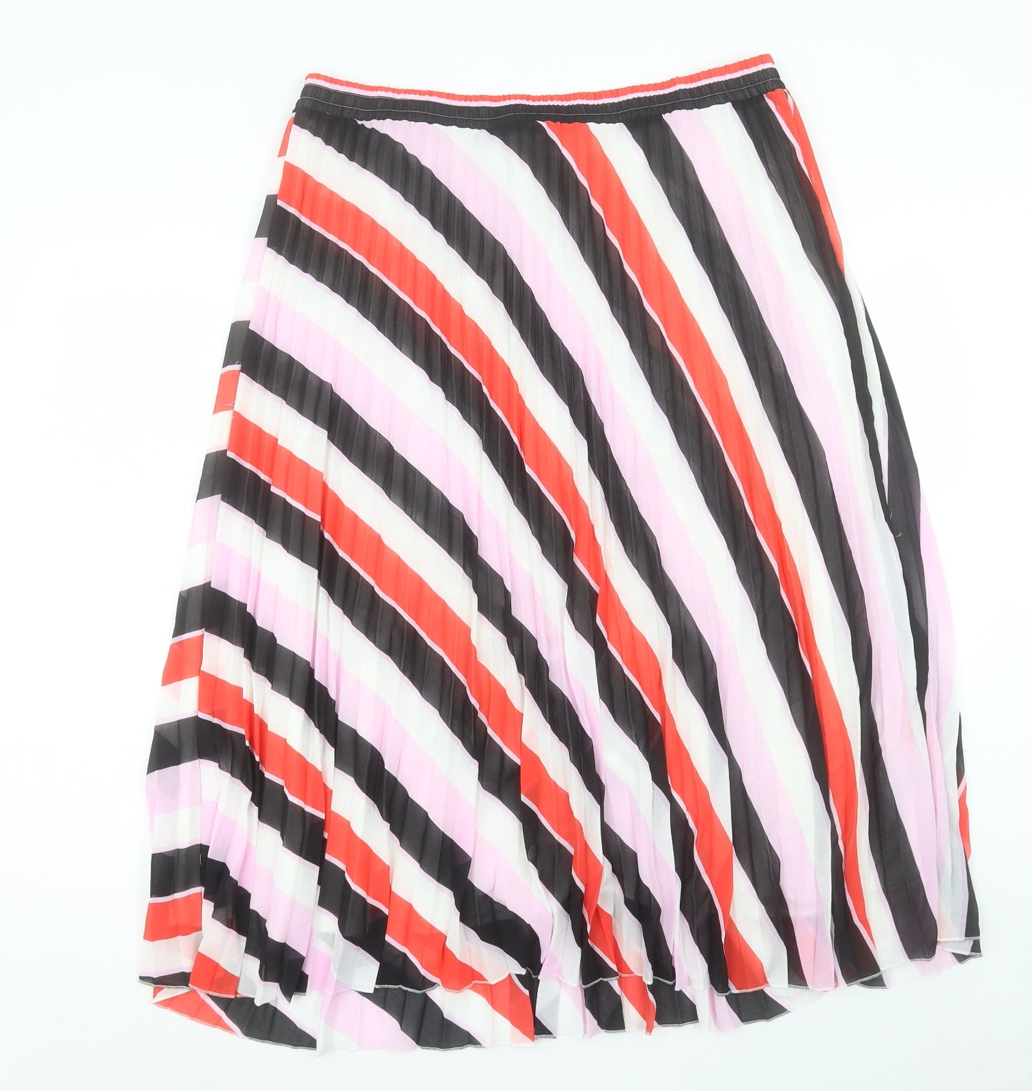 Marks and Spencer Womens Multicoloured Striped Polyester A-Line Skirt Size 18