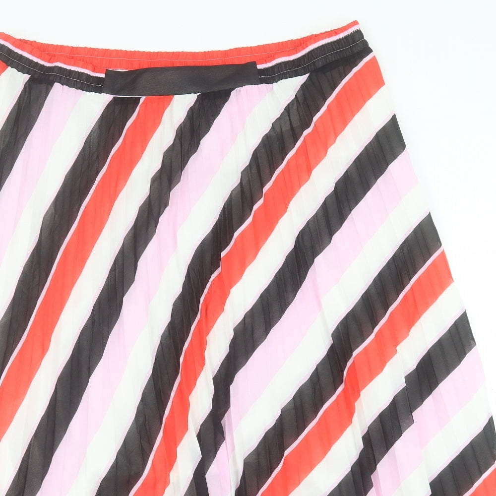 Marks and Spencer Womens Multicoloured Striped Polyester A-Line Skirt Size 18