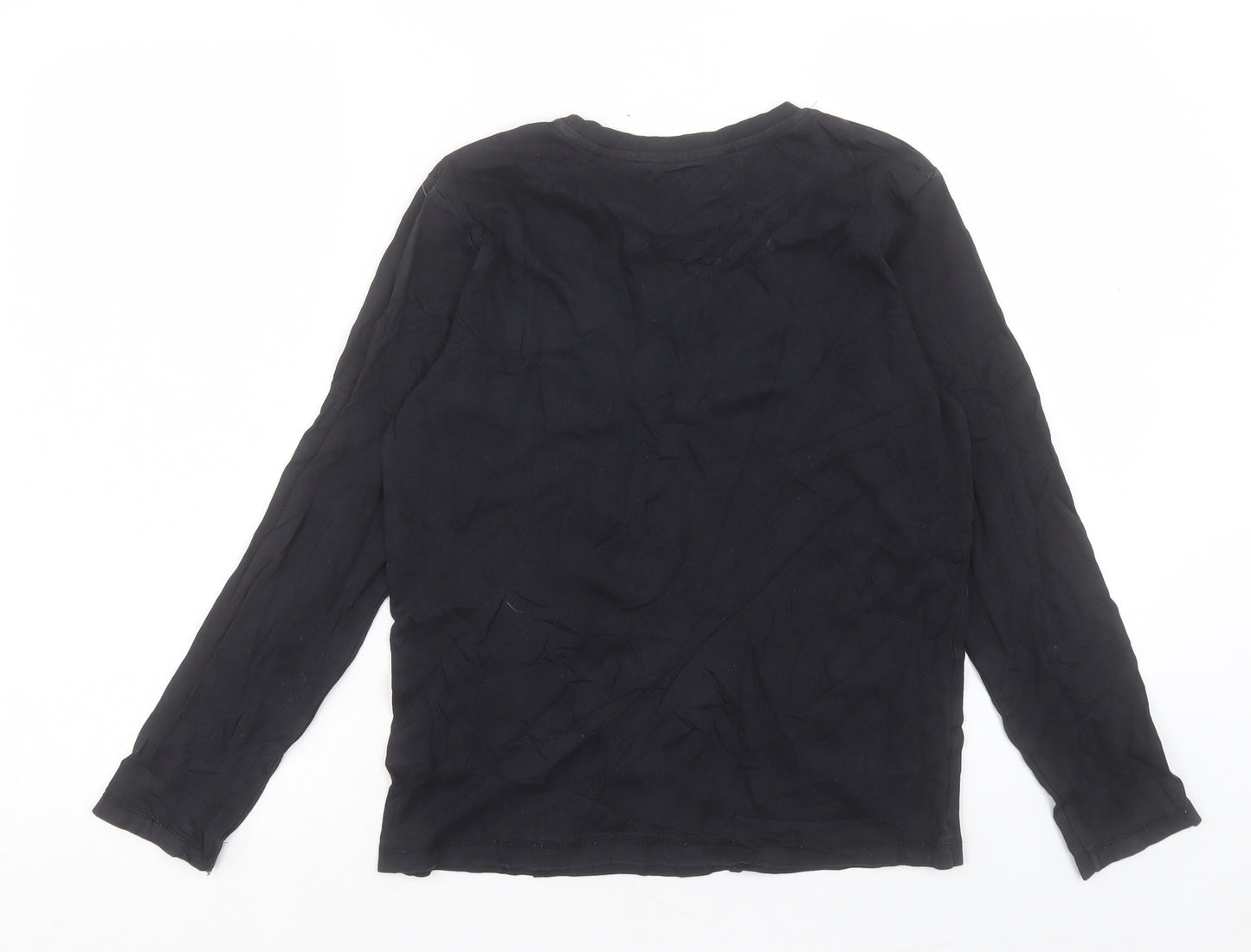George Boys Black Cotton Basic Casual Size 12-13 Years Crew Neck Pullover - Online Vibes