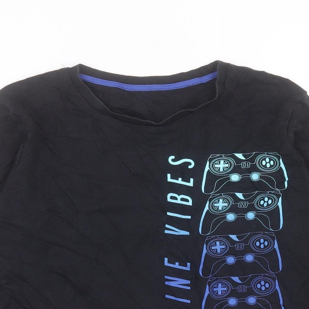George Boys Black Cotton Basic Casual Size 12-13 Years Crew Neck Pullover - Online Vibes