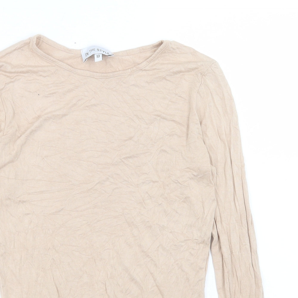 In the Style Womens Beige Viscose Bodysuit One-Piece Size 10 Snap