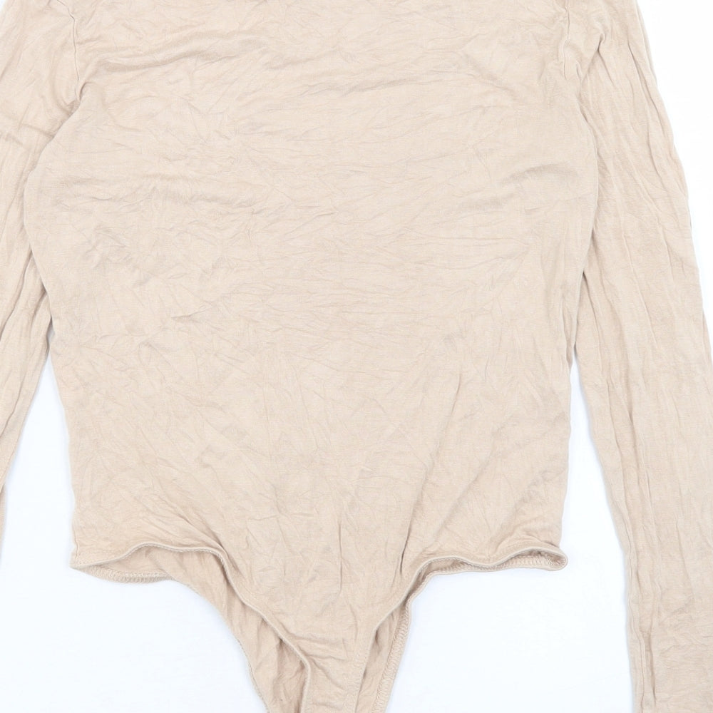 In the Style Womens Beige Viscose Bodysuit One-Piece Size 10 Snap