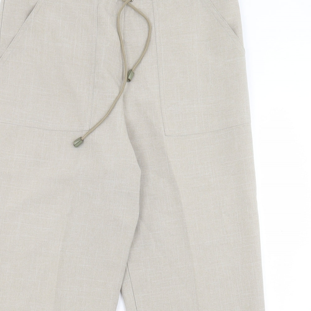 Dorothy Perkins Womens Beige Polyester Cropped Trousers Size 10 L23 in Regular Drawstring
