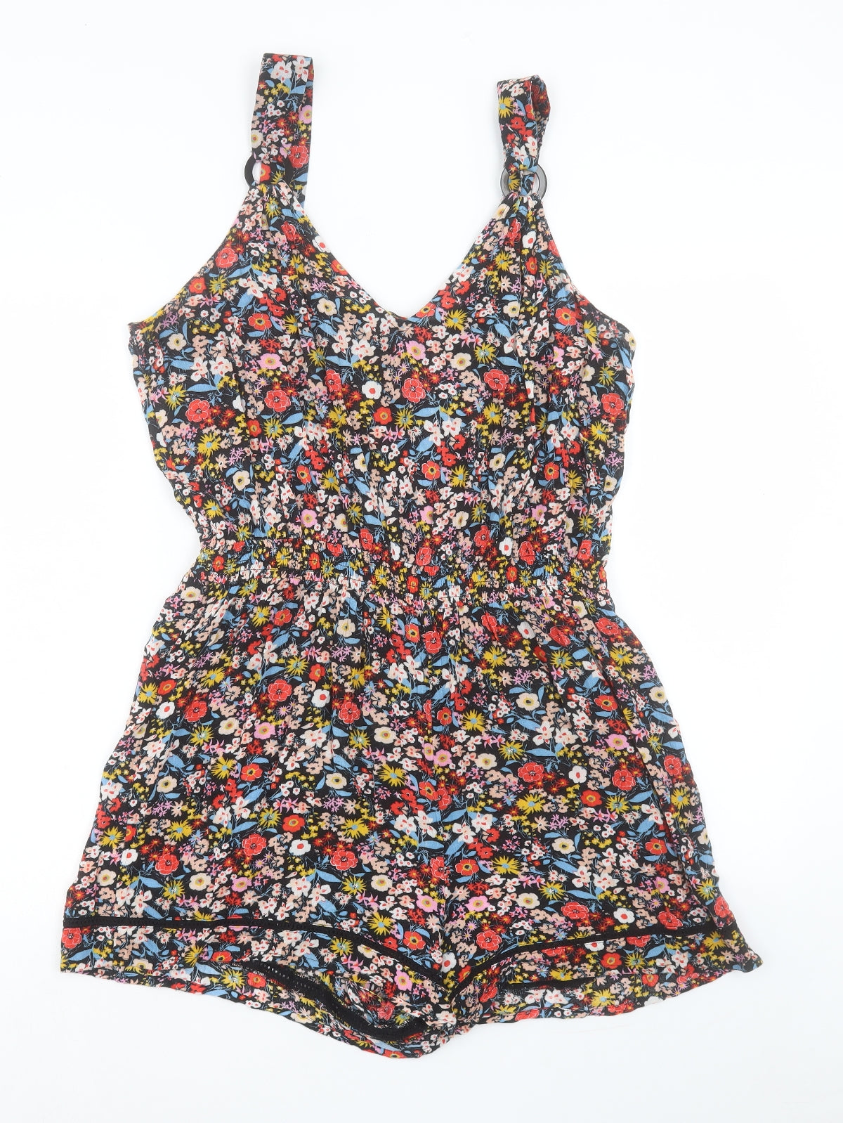 George Womens Multicoloured Floral Viscose Playsuit One-Piece Size L Pullover