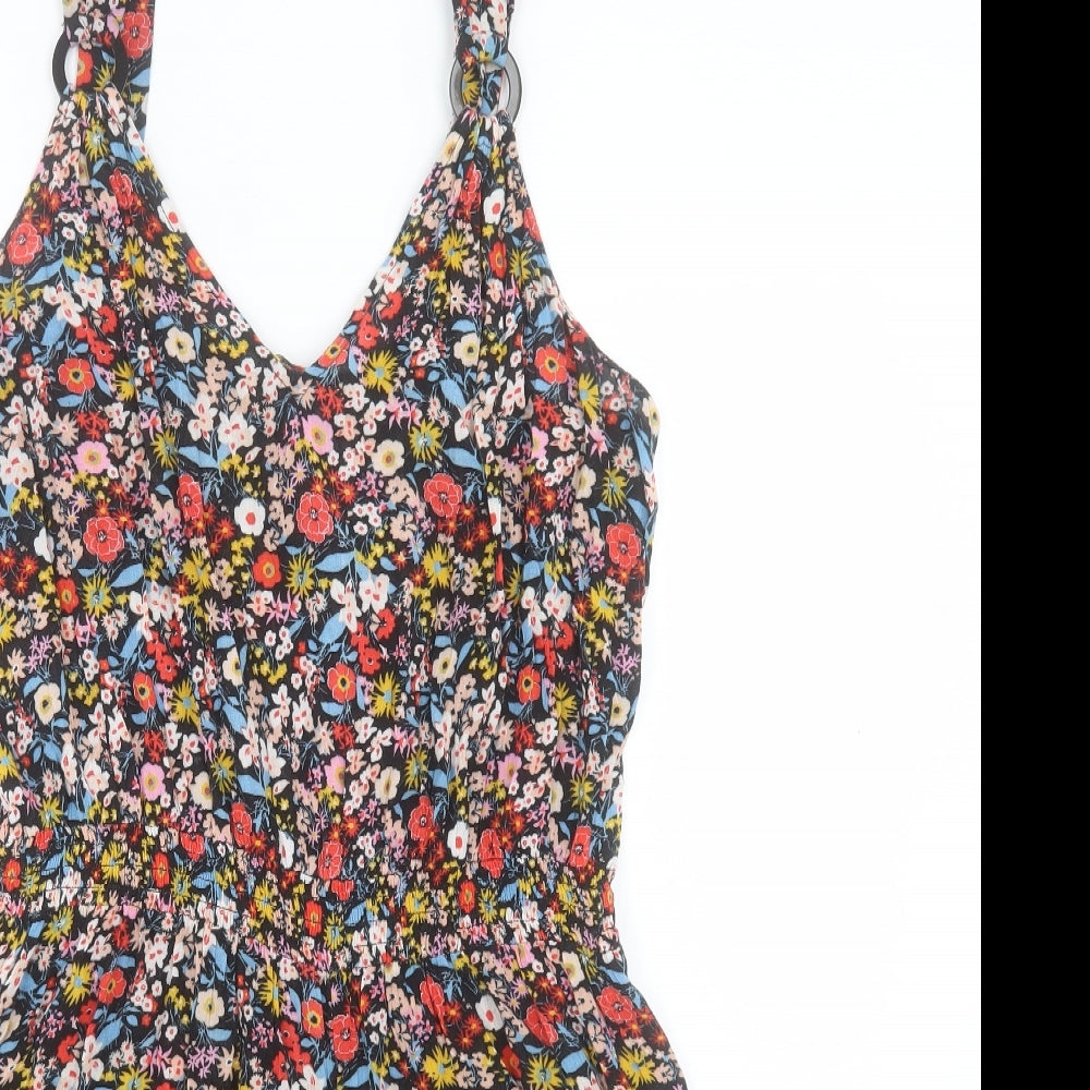 George Womens Multicoloured Floral Viscose Playsuit One-Piece Size L Pullover