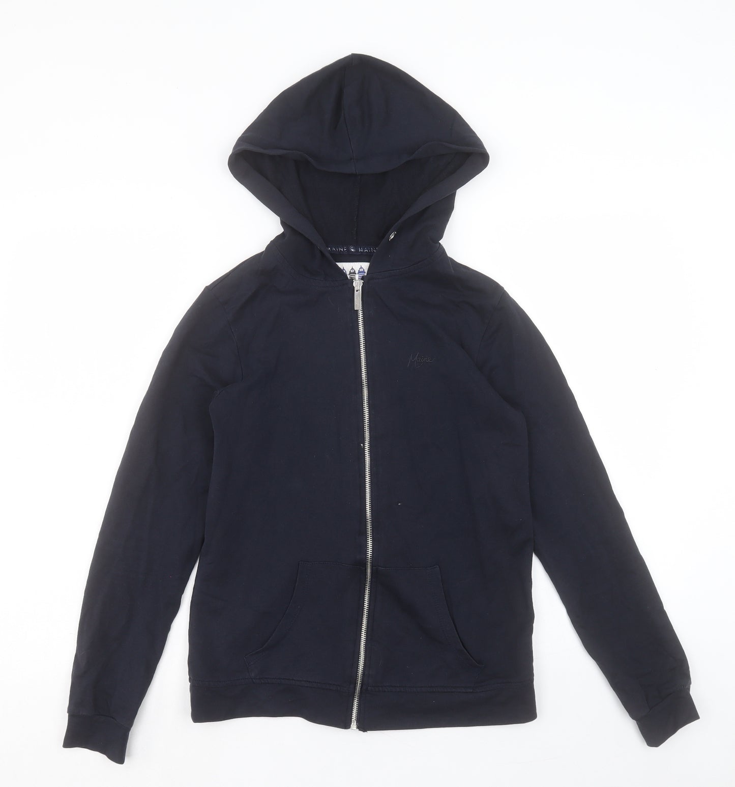 Maine Womens Blue Cotton Full Zip Hoodie Size 10 Zip