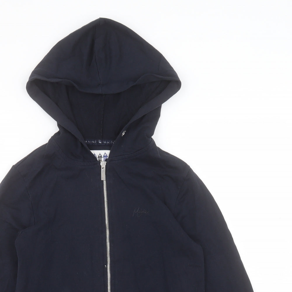 Maine Womens Blue Cotton Full Zip Hoodie Size 10 Zip