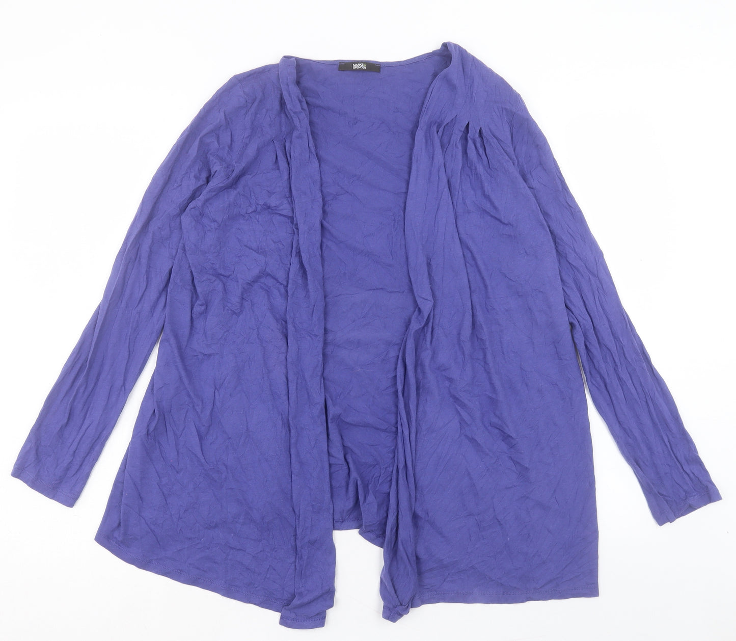 Marks and Spencer Womens Purple V-Neck Cotton Cardigan Jumper Size 18