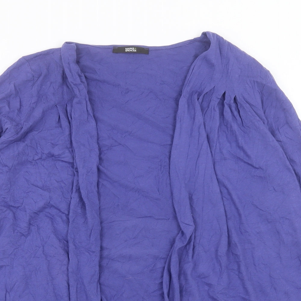 Marks and Spencer Womens Purple V-Neck Cotton Cardigan Jumper Size 18