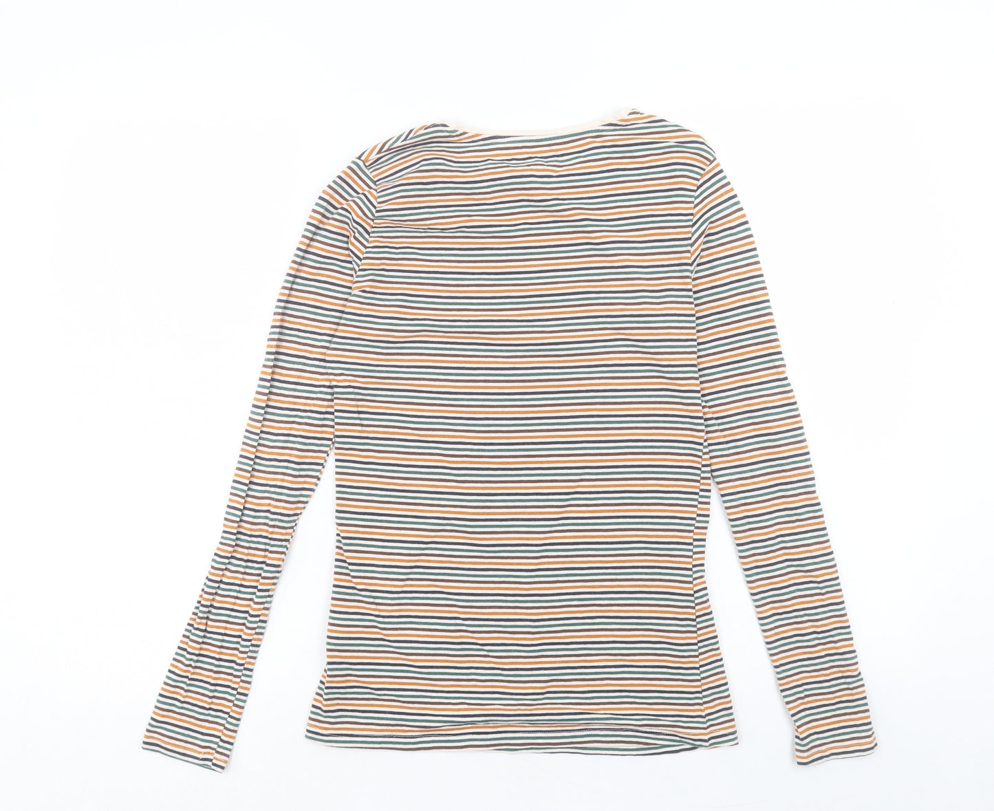 Primark Womens Multicoloured Striped Cotton Basic T-Shirt Size S Crew Neck