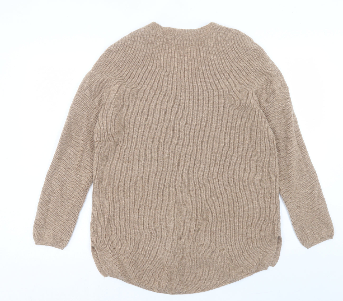 Autograph Womens Brown V-Neck Wool Pullover Jumper Size M