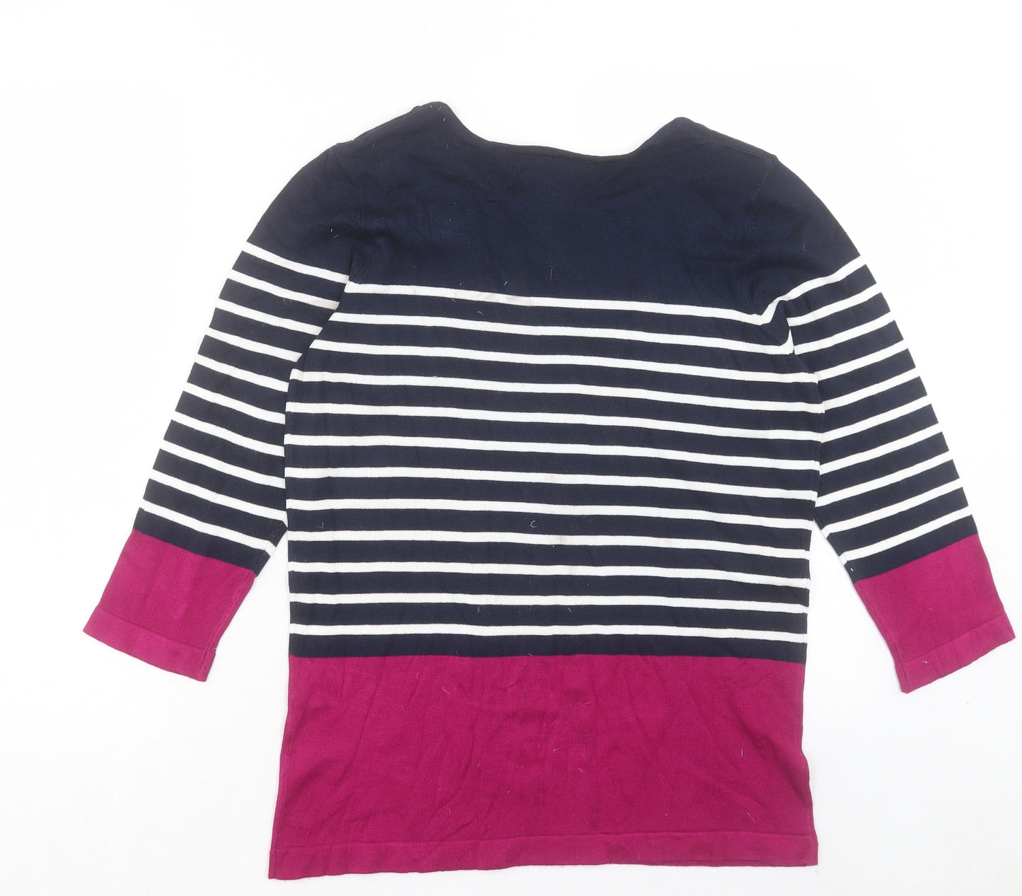 bonmarch Womens Multicoloured Striped Viscose Basic T-Shirt Size S Crew Neck