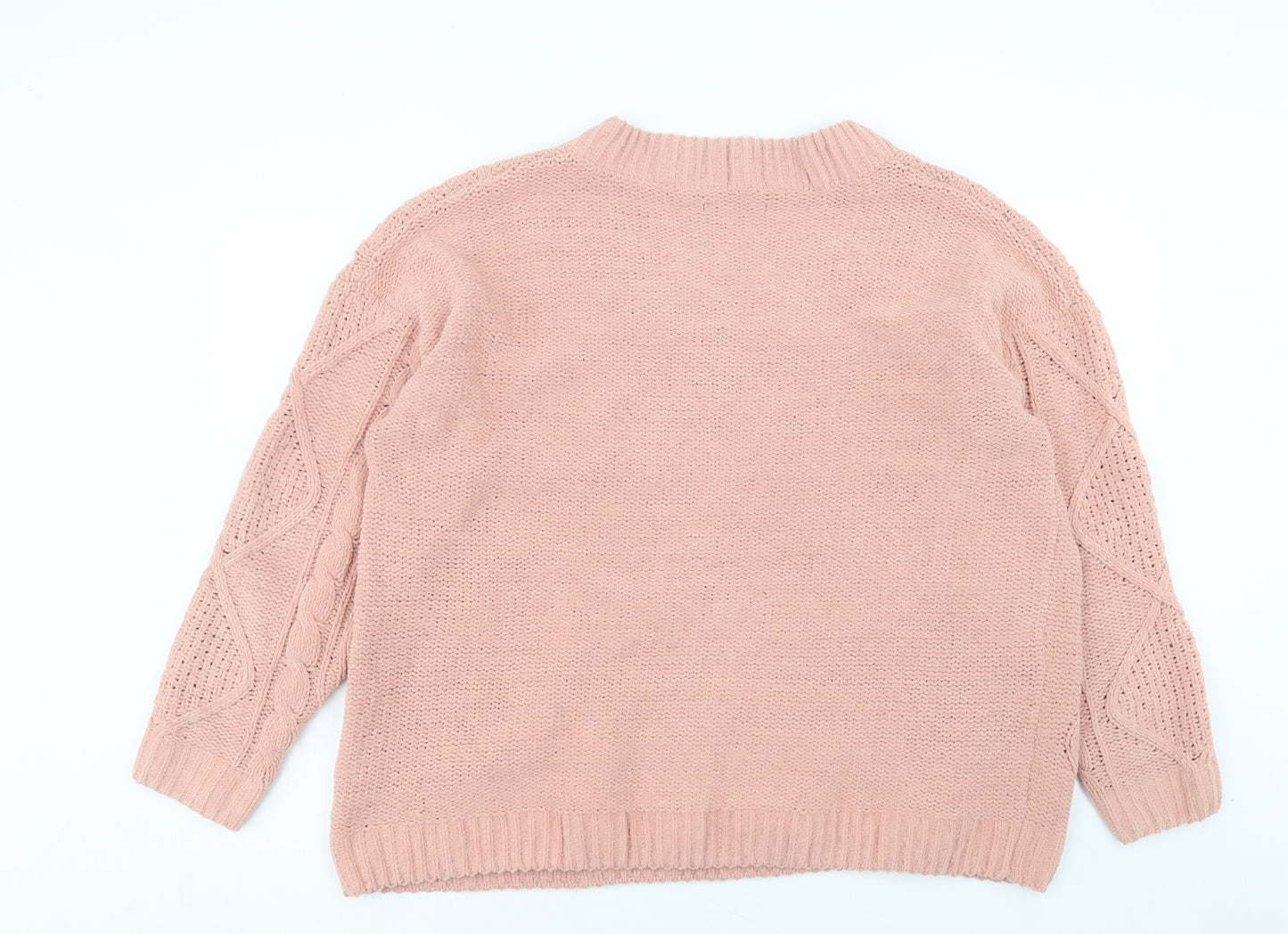 Primark Womens Pink V-Neck Polyester Pullover Jumper Size XL