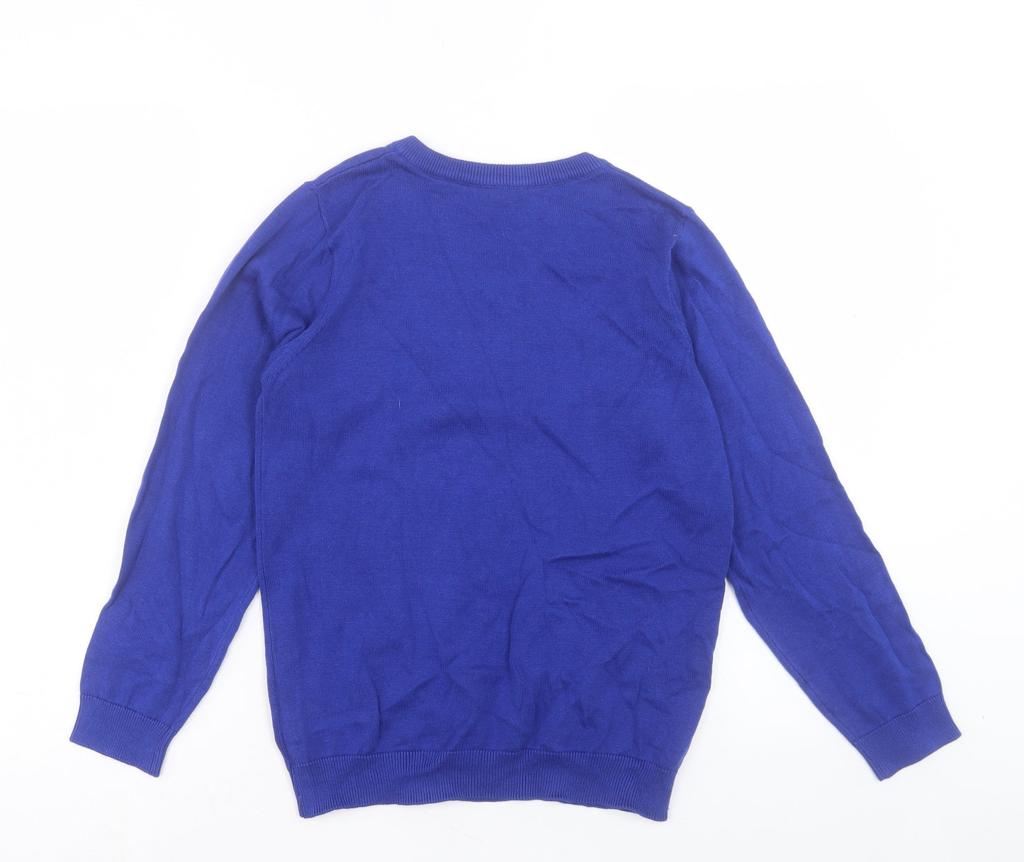 TU Boys Blue V-Neck Cotton Pullover Jumper Size 11 Years Pullover - School Wear
