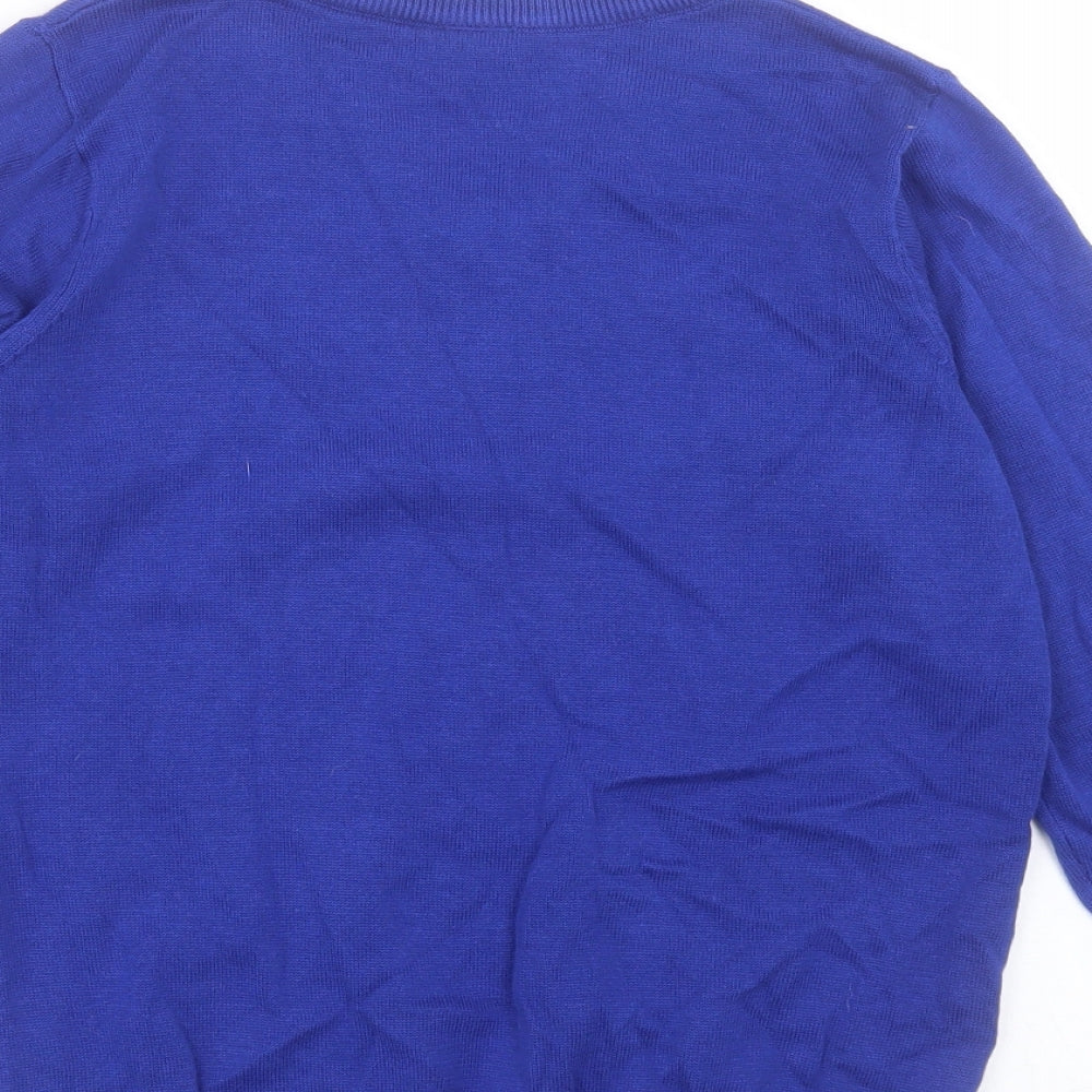 TU Boys Blue V-Neck Cotton Pullover Jumper Size 11 Years Pullover - School Wear