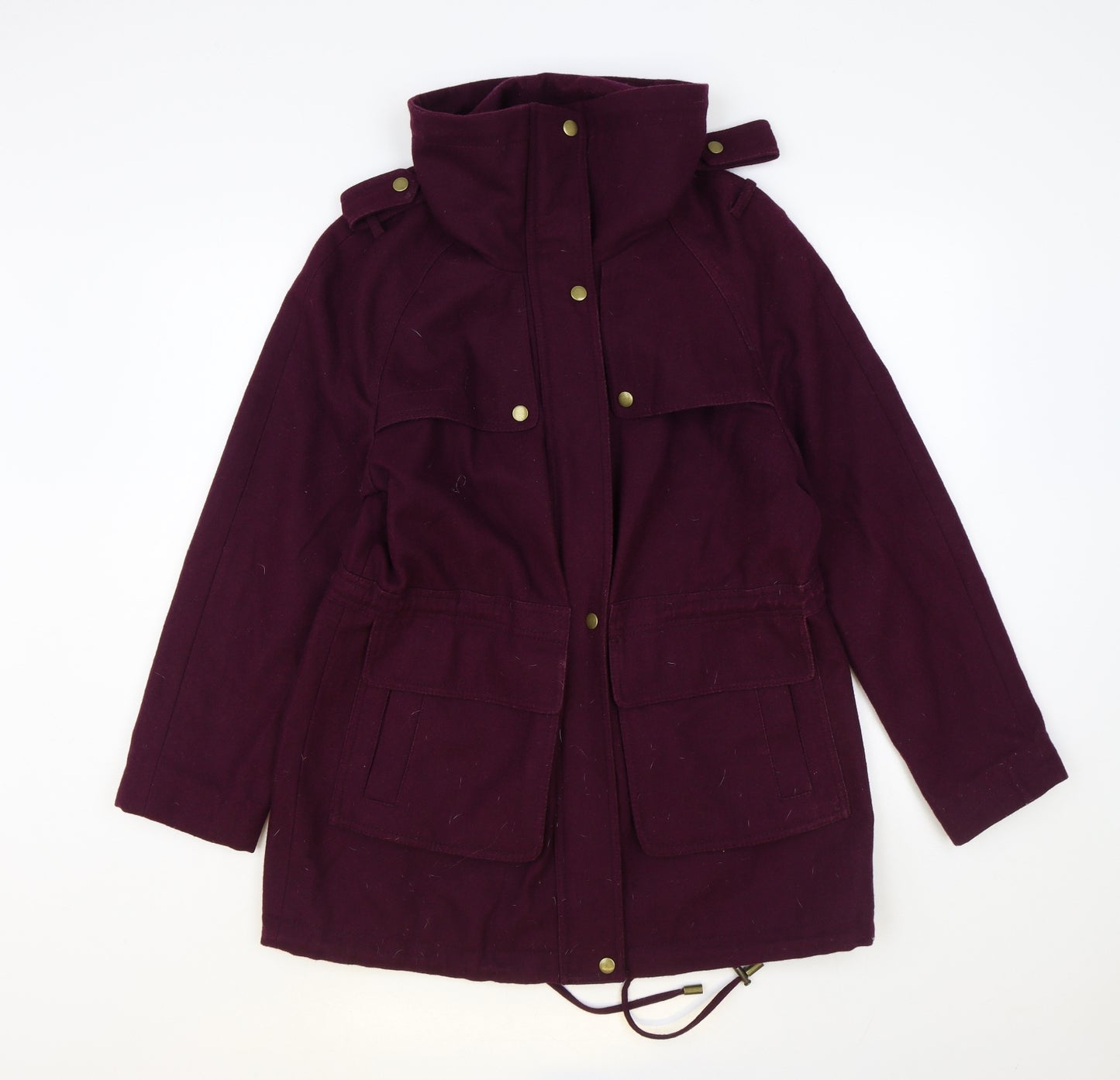 Laura Ashley Womens Purple Overcoat Coat Size 12 Zip