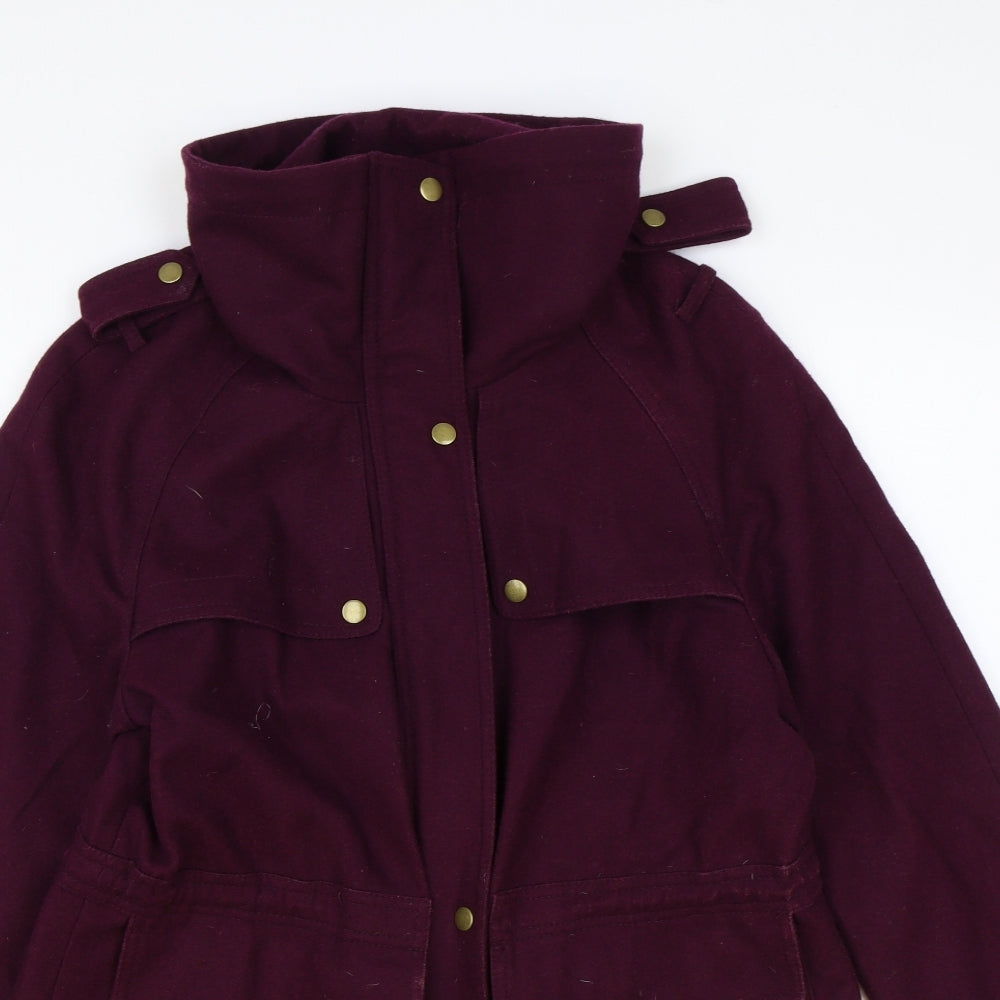 Laura Ashley Womens Purple Overcoat Coat Size 12 Zip