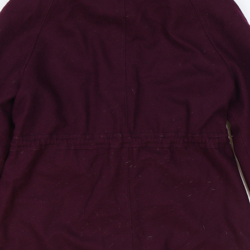 Laura Ashley Womens Purple Overcoat Coat Size 12 Zip