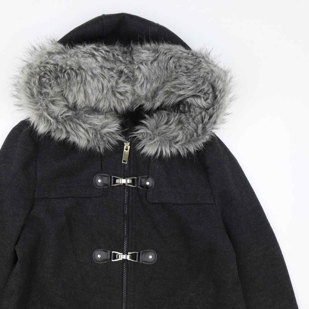 Primark Womens Grey Overcoat Coat Size 12 Zip