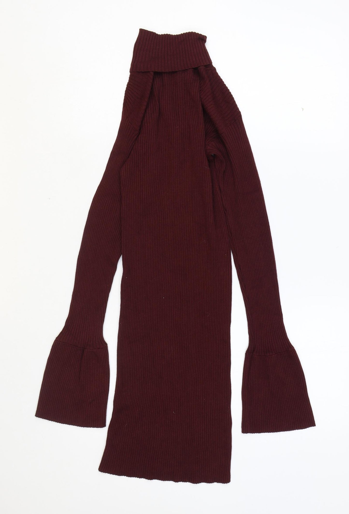 Primark Womens Red Viscose Bodycon Size 10 Roll Neck Pullover