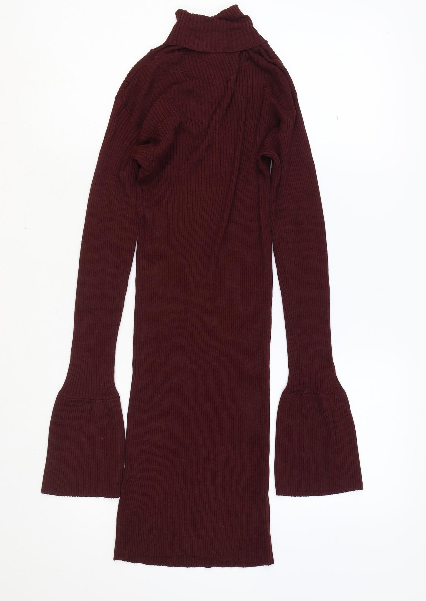 Primark Womens Red Viscose Bodycon Size 10 Roll Neck Pullover