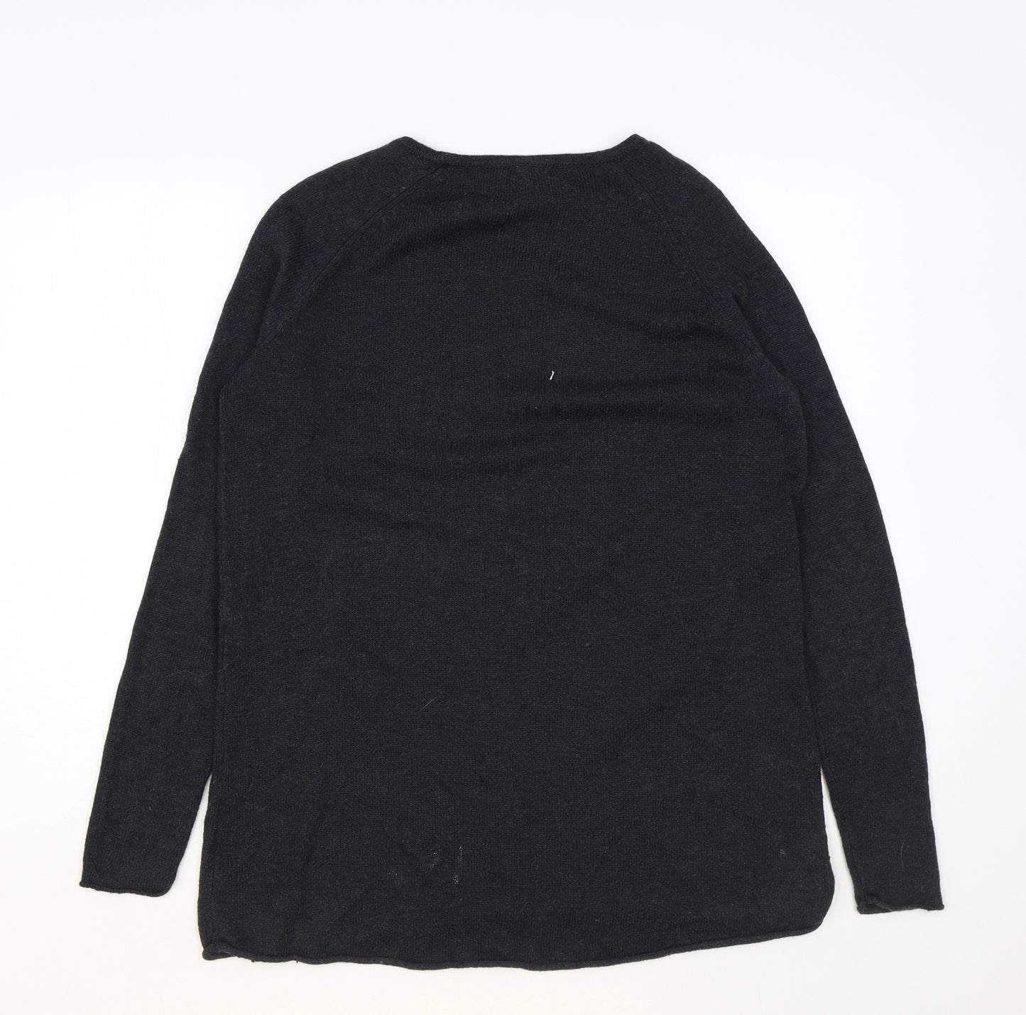 H&M Womens Grey Round Neck Acrylic Pullover Jumper Size S