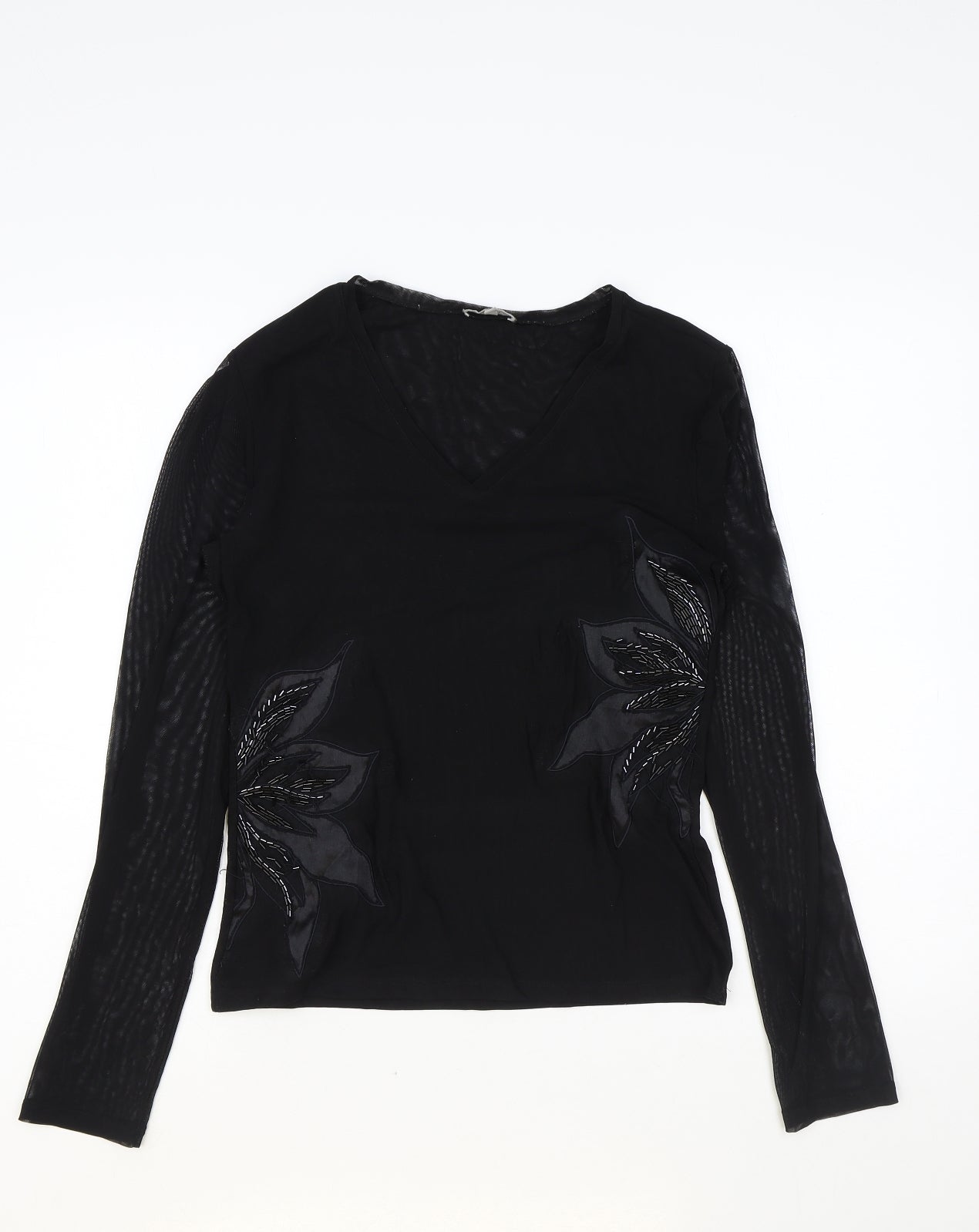 Per Una Womens Black Polyamide Basic Blouse Size 10 V-Neck