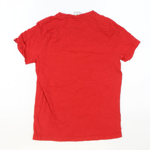 F&F Boys Red Cotton Basic T-Shirt Size 11-12 Years Round Neck Pullover - Manchester Utd